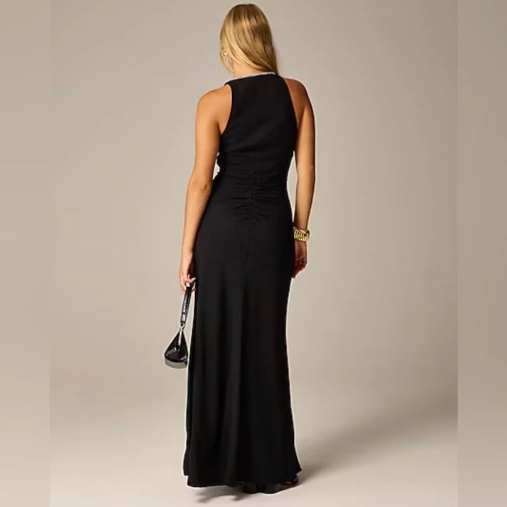 J. Crew Women’s Full-length Embellished Ruched Dress CD510 Size 4 In Black NWT